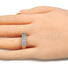 Oro Laminado Multi Stone Ring, Gold Filled Style with White Cubic Zirconia, Polished, Two Tone, 01.210.0067.08 (Size 8)