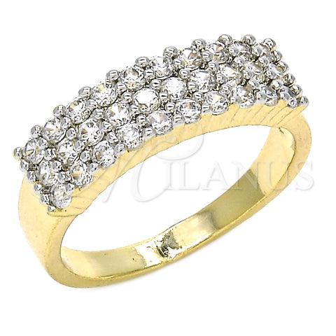 Oro Laminado Multi Stone Ring, Gold Filled Style with White Cubic Zirconia, Polished, Two Tone, 01.210.0067.08 (Size 8)
