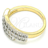 Oro Laminado Multi Stone Ring, Gold Filled Style with White Cubic Zirconia, Polished, Two Tone, 01.210.0068.08 (Size 8)