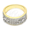 Oro Laminado Multi Stone Ring, Gold Filled Style Butterfly Design, with White Cubic Zirconia, Polished, Two Tone, 01.210.0069.08 (Size 8)
