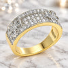 Oro Laminado Multi Stone Ring, Gold Filled Style Butterfly Design, with White Cubic Zirconia, Polished, Two Tone, 01.210.0069.08 (Size 8)