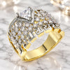 Oro Laminado Multi Stone Ring, Gold Filled Style Greek Key Design, with White Cubic Zirconia, Polished, Two Tone, 01.210.0072.07 (Size 7)