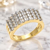 Oro Laminado Multi Stone Ring, Gold Filled Style with White Cubic Zirconia, Polished, Two Tone, 01.210.0064.2.08 (Size 8)