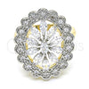Oro Laminado Multi Stone Ring, Gold Filled Style with White Cubic Zirconia, Polished, Two Tone, 01.210.0073.07 (Size 7)