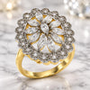 Oro Laminado Multi Stone Ring, Gold Filled Style with White Cubic Zirconia, Polished, Two Tone, 01.210.0073.08 (Size 8)