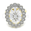Oro Laminado Multi Stone Ring, Gold Filled Style with White Cubic Zirconia, Polished, Two Tone, 01.210.0073.09 (Size 9)