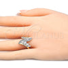 Oro Laminado Multi Stone Ring, Gold Filled Style with White Cubic Zirconia, Polished, Two Tone, 01.210.0074.09 (Size 9)