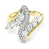 Oro Laminado Multi Stone Ring, Gold Filled Style with White Cubic Zirconia, Polished, Two Tone, 01.210.0074.09 (Size 9)
