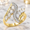 Oro Laminado Multi Stone Ring, Gold Filled Style with White Cubic Zirconia, Polished, Two Tone, 01.210.0074.09 (Size 9)
