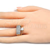 Oro Laminado Multi Stone Ring, Gold Filled Style with White Cubic Zirconia, Polished, Two Tone, 01.210.0076.09 (Size 9)