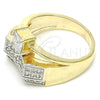 Oro Laminado Multi Stone Ring, Gold Filled Style with White Cubic Zirconia, Polished, Two Tone, 01.210.0076.09 (Size 9)