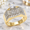 Oro Laminado Multi Stone Ring, Gold Filled Style with White Cubic Zirconia, Polished, Two Tone, 01.210.0076.09 (Size 9)