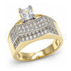 Oro Laminado Multi Stone Ring, Gold Filled Style with White Cubic Zirconia, Polished, Two Tone, 01.210.0076.09 (Size 9)