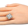 Oro Laminado Multi Stone Ring, Gold Filled Style with White Cubic Zirconia, Polished, Two Tone, 01.210.0056.2.07 (Size 7)