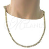 Oro Laminado Basic Necklace, Gold Filled Style Figaro Design, Polished, Golden Finish, 04.213.0140.30 (140 Gauge, 06 MM Thickness, 30 Inches Length)