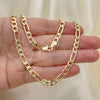 Oro Laminado Basic Necklace, Gold Filled Style Figaro Design, Polished, Golden Finish, 04.213.0140.30 (140 Gauge, 06 MM Thickness, 30 Inches Length)