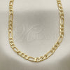 Oro Laminado Basic Necklace, Gold Filled Style Figaro Design, Polished, Golden Finish, 04.213.0140.30 (140 Gauge, 06 MM Thickness, 30 Inches Length)