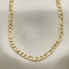 Oro Laminado Basic Necklace, Gold Filled Style Figaro Design, Polished, Golden Finish, 04.213.0140.30 (140 Gauge, 06 MM Thickness, 30 Inches Length)