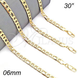 Gold Filled Necklace — Basic Necklace Figaro Design Polished 04. Gauge 06 — main product view — SKU 124343 | Oro Laminado collar — básico Necklace Figaro diseño pulido 04. Gauge 06 — SKU 124343