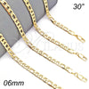 Oro Laminado Basic Necklace, Gold Filled Style Figaro Design, Polished, Golden Finish, 04.213.0140.30 (140 Gauge, 06 MM Thickness, 30 Inches Length)