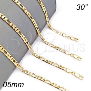 Gold Filled Necklace — Basic Necklace Figaro Design Polished 04. Gauge 05 — main product view — SKU 124346 | Oro Laminado collar — básico Necklace Figaro diseño pulido 04. Gauge 05 — SKU 124346