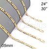 Oro Laminado Basic Necklace, Gold Filled Style Figaro Design, Polished, Golden Finish, 04.213.0141.30 (120 Gauge, 05 MM Thickness, 30 Inches Length)