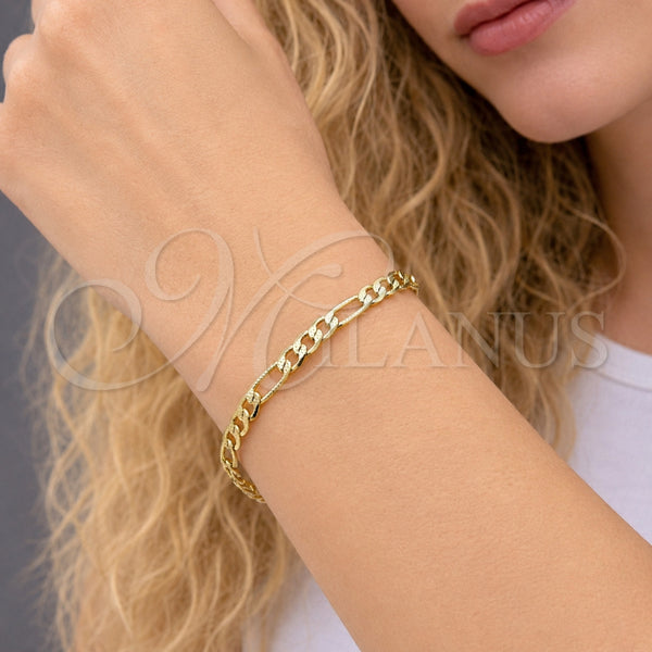 Gold Filled Bracelet — Basic Bracelet Figaro Design Polished 04. Gauge Thickness — alternate product view — SKU 124348 | Oro Laminado brazalete — básico Bracelet Figaro diseño pulido 04. Gauge Thickness — SKU 124348
