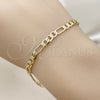 Oro Laminado Basic Bracelet, Gold Filled Style Figaro Design, Polished, Golden Finish, 04.213.0141.08 (120 Gauge, Thickness, 8 Inches Length)