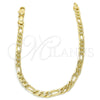 Oro Laminado Basic Bracelet, Gold Filled Style Figaro Design, Polished, Golden Finish, 04.213.0141.08 (120 Gauge, Thickness, 8 Inches Length)