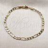 Oro Laminado Basic Bracelet, Gold Filled Style Figaro Design, Polished, Golden Finish, 04.213.0141.08 (120 Gauge, Thickness, 8 Inches Length)