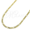 Oro Laminado Basic Necklace, Gold Filled Style Figaro Design, Polished, Golden Finish, 04.213.0142.22 (100 Gauge, 04 MM Thickness, 22 Inches Length)
