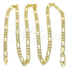 Oro Laminado Basic Necklace, Gold Filled Style Figaro Design, Polished, Golden Finish, 04.213.0142.22 (100 Gauge, 04 MM Thickness, 22 Inches Length)