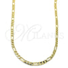 Oro Laminado Basic Necklace, Gold Filled Style Figaro Design, Polished, Golden Finish, 04.213.0142.20 (100 Gauge, 04 MM Thickness, 20 Inches Length)