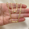 Oro Laminado Basic Necklace, Gold Filled Style Figaro Design, Polished, Golden Finish, 04.213.0144.22 (0.80 Gauge, 03 MM Thickness, 22 Inches Length)