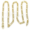 Oro Laminado Basic Necklace, Gold Filled Style Figaro Design, Polished, Golden Finish, 04.213.0145.20 (100 Gauge, 04 MM Thickness, 20 Inches Length)