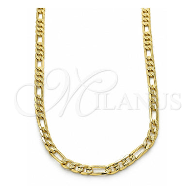 Oro Laminado Basic Necklace, Gold Filled Style Figaro Design, Polished, Golden Finish, 04.213.0146.24 (120 Gauge, Thickness, 24 Inches Length)