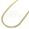 Oro Laminado Basic Necklace, Gold Filled Style Curb and Concave Cuban Design, Polished, Golden Finish, 04.213.0148.24 (100 Gauge, 04 MM Thickness, 24 Inches Length)