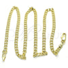 Oro Laminado Basic Necklace, Gold Filled Style Curb and Concave Cuban Design, Polished, Golden Finish, 04.213.0148.24 (100 Gauge, 04 MM Thickness, 24 Inches Length)