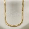 Oro Laminado Basic Necklace, Gold Filled Style Curb and Concave Cuban Design, Polished, Golden Finish, 04.213.0148.24 (100 Gauge, 04 MM Thickness, 24 Inches Length)