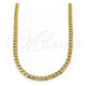 Oro Laminado Basic Necklace, Gold Filled Style Curb and Concave Cuban Design, Polished, Golden Finish, 04.213.0148.24 (100 Gauge, 04 MM Thickness, 24 Inches Length)