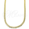Oro Laminado Basic Necklace, Gold Filled Style Curb and Concave Cuban Design, Polished, Golden Finish, 04.213.0148.24 (100 Gauge, 04 MM Thickness, 24 Inches Length)
