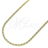 Oro Laminado Basic Necklace, Gold Filled Style Rope Design, Polished, Golden Finish, 04.213.0136.30 (02 MM Thickness, 30 Inches Length)