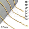 Oro Laminado Basic Necklace, Gold Filled Style Rope Design, Polished, Golden Finish, 04.213.0136.30 (02 MM Thickness, 30 Inches Length)