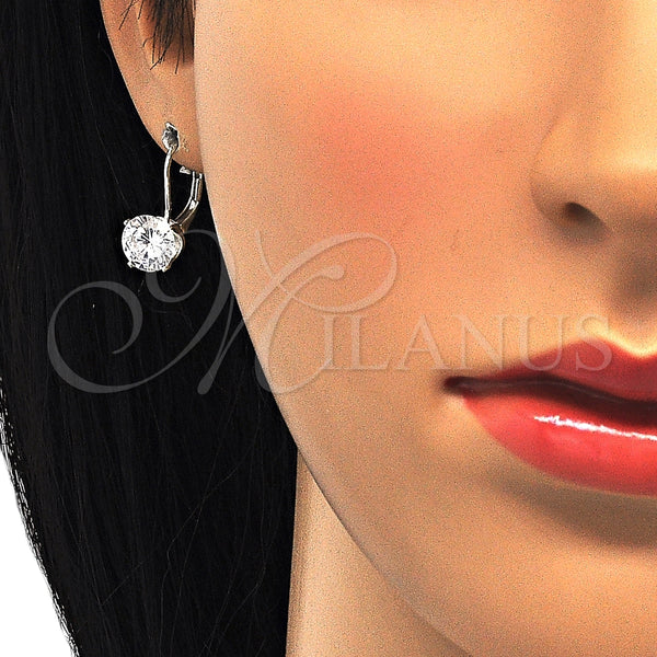 Sterling Silver Ring — Leverback Earring with White Cubic Zirconia Polished 02.63. — alternate product view — SKU 124398 | Plata 925 anillo — Leverback Earring with blanco Cubic Zirconia pulido 02.63. — SKU 124398