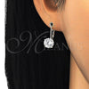Sterling Silver Leverback Earring, with White Cubic Zirconia, Polished, Rhodium Finish, 02.63.2622