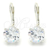 Sterling Silver Leverback Earring, with White Cubic Zirconia, Polished, Rhodium Finish, 02.63.2622