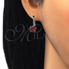 Sterling Silver Leverback Earring, with Garnet Cubic Zirconia, Polished, Rhodium Finish, 02.63.2622.1