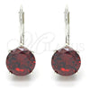 Sterling Silver Leverback Earring, with Garnet Cubic Zirconia, Polished, Rhodium Finish, 02.63.2622.1