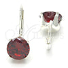 Sterling Silver Leverback Earring, with Garnet Cubic Zirconia, Polished, Rhodium Finish, 02.63.2622.1