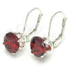 Sterling Silver Leverback Earring, with Garnet Cubic Zirconia, Polished, Rhodium Finish, 02.63.2622.1